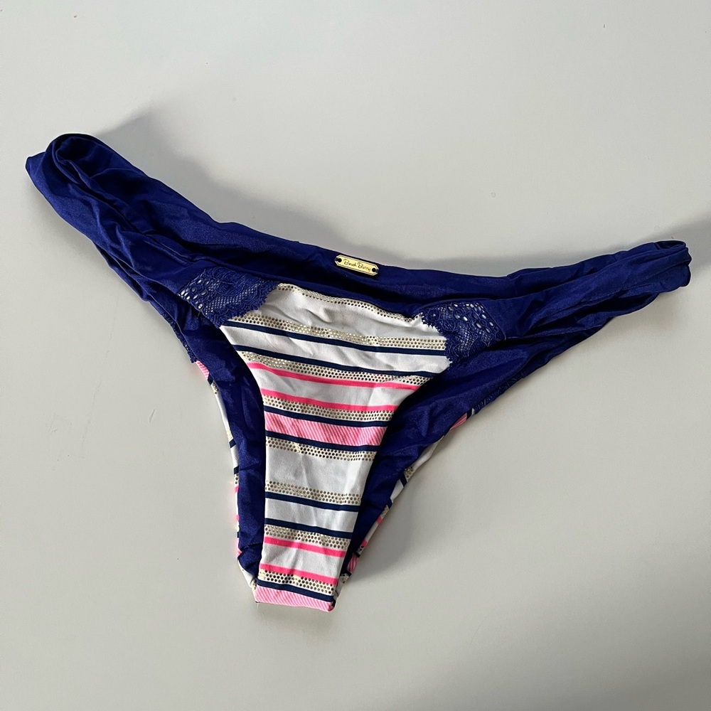 Striped Bikini Bottom with Lace Detail